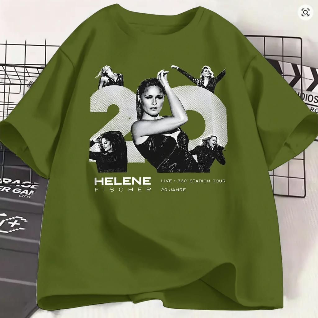 T-shirt Vintage Helene Fischer Unisex Girocollo Cotone T-shirt 360 Stadion Concerto Tour Musicale 2026 Manica Corta Taglie Forti