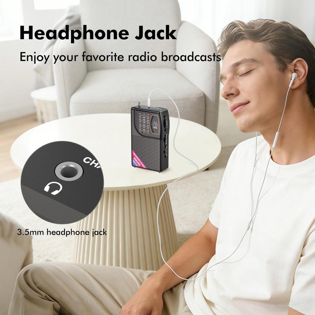 Portable Multi-Band FM/AM/SW Radio for Outdoor Use and Seniors