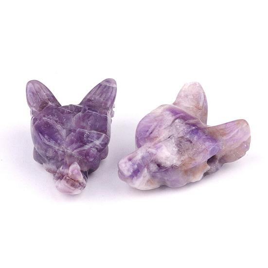 Wolf Head Stone Ornament Miniature Landscape Sculpture Crystal Texture And Polished Design Decorative Beads for DIY Bracelets