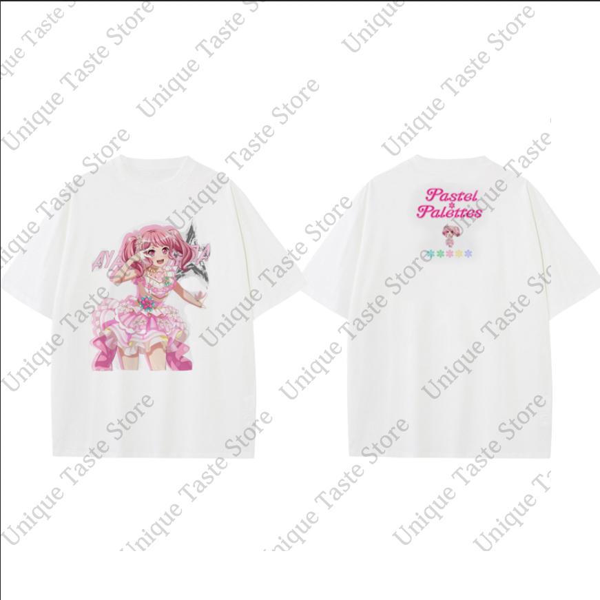 BanG Dream Pastel Palettes T Shirt Maruyama Aya Yamato Maya Cartoon Print Tshirt Harajuku Unisex Women Cotton Short Sleeve Tee Top S