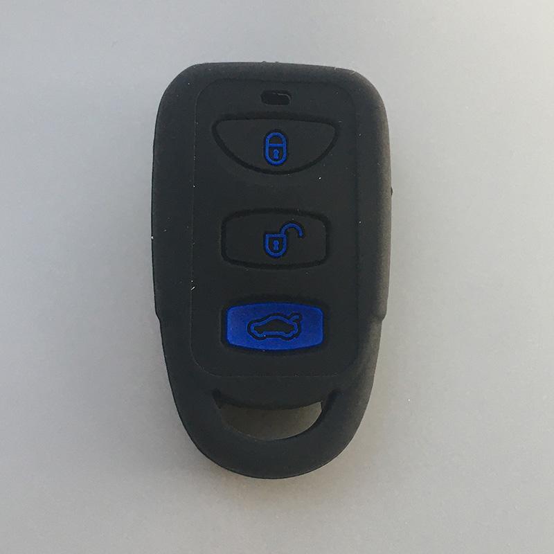 

Silicone rubber car Key Case Cover Shell For Hyundai Sonata Santa Fe Elantra tucson for Kia Forte Soul Rio 3 button Key case