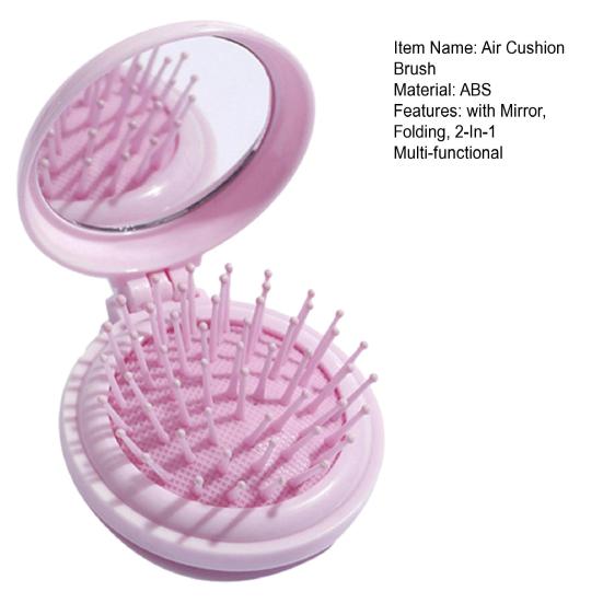 1/2Pcs Mini Air Cushion Brush with Mirror Folding Round Mirror Scalp Massage Brush