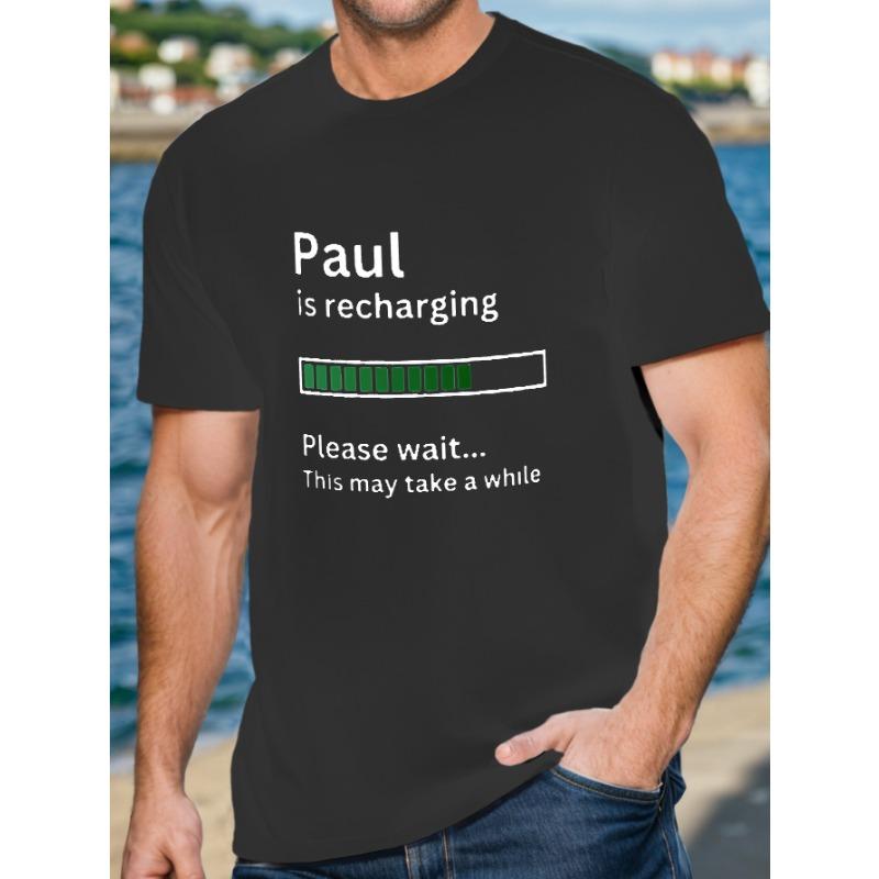 

Европейские размеры PAUL IS RECHARGING Принт Мужская футболка с коротким рукавом Летняя футболка Топ S чёрный