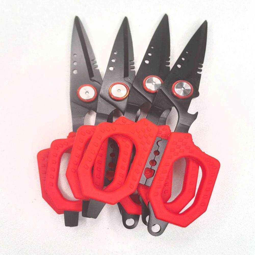 High Strength Precision Fishing Scissors Anti-slip Grip Double Serrated Luya PE Scissors Rust Resistant Bottle Opener
