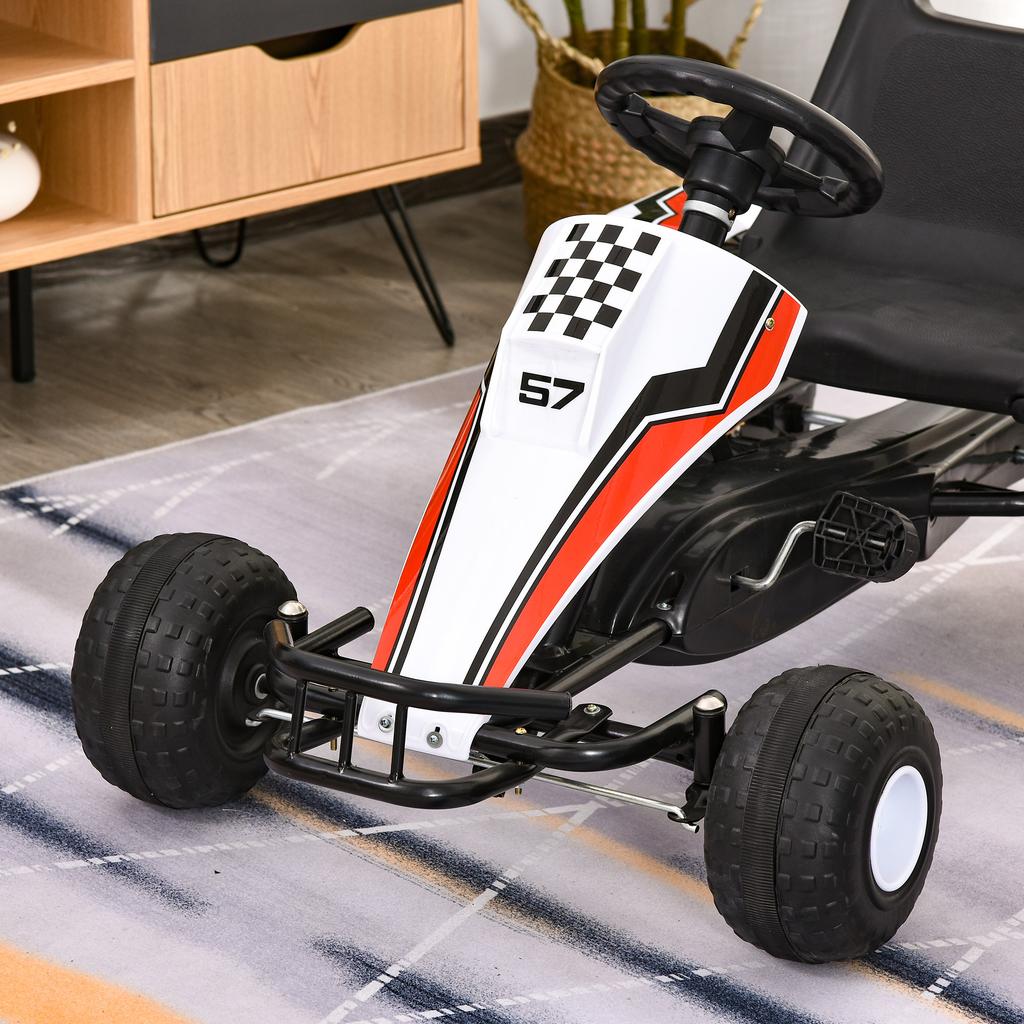 Go-Kart, Pedal Car with Adjustable Seat, Brake, Pedal Drive, Pedal Vehicle with Forward and Reverse Gear