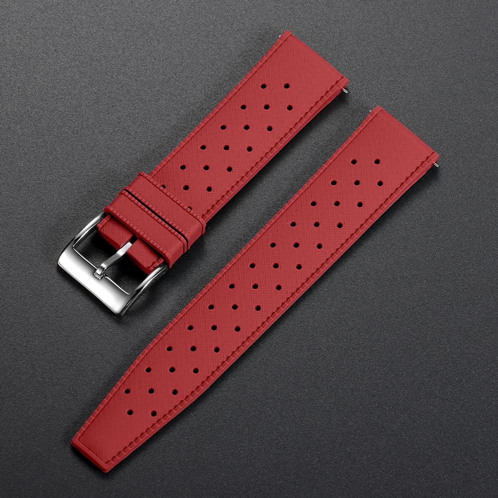 

18mm 20mm 22mm Tropical Silicone Watch Band Quick Release Strap for Omega for Seiko for Rolex Rubber Tropic Smart Watch Straps 18mm червоний
