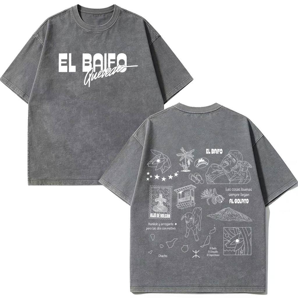Quevedo El Baifo Album 2026 Tour Graphics Vintage Washed T Shirt Men Women Fashion Tshirt Shortsleeved Loose Cotton Tshirts