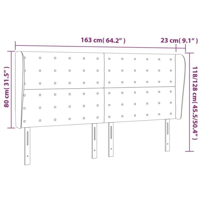 VidaXL Tête de lit avec oreilles Blanc 163x23x118-128 cm Similicuir3118053