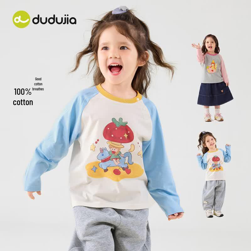 Dudu Kids 100% Cotton Girls' Long-Sleeve T-shirt