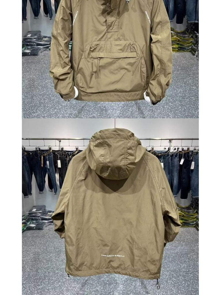 Men's Spring Windbreaker: Casual Loose Hooded Jacket with Big Zipper Pocket