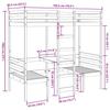 VidaXL Lit mezzanine avec bureau et chaises 75x190 cm pin massif, cadre de lit mezzanine, cadre de lit de cabine, cadre de 3308562