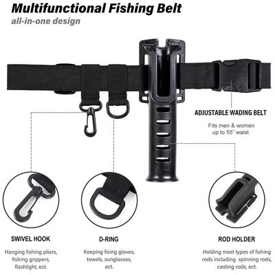 Adjustable Waist Wading Belt with Pole Inserter for Fly Fishing Spinning Casting Outdoor Fishing Gear Support