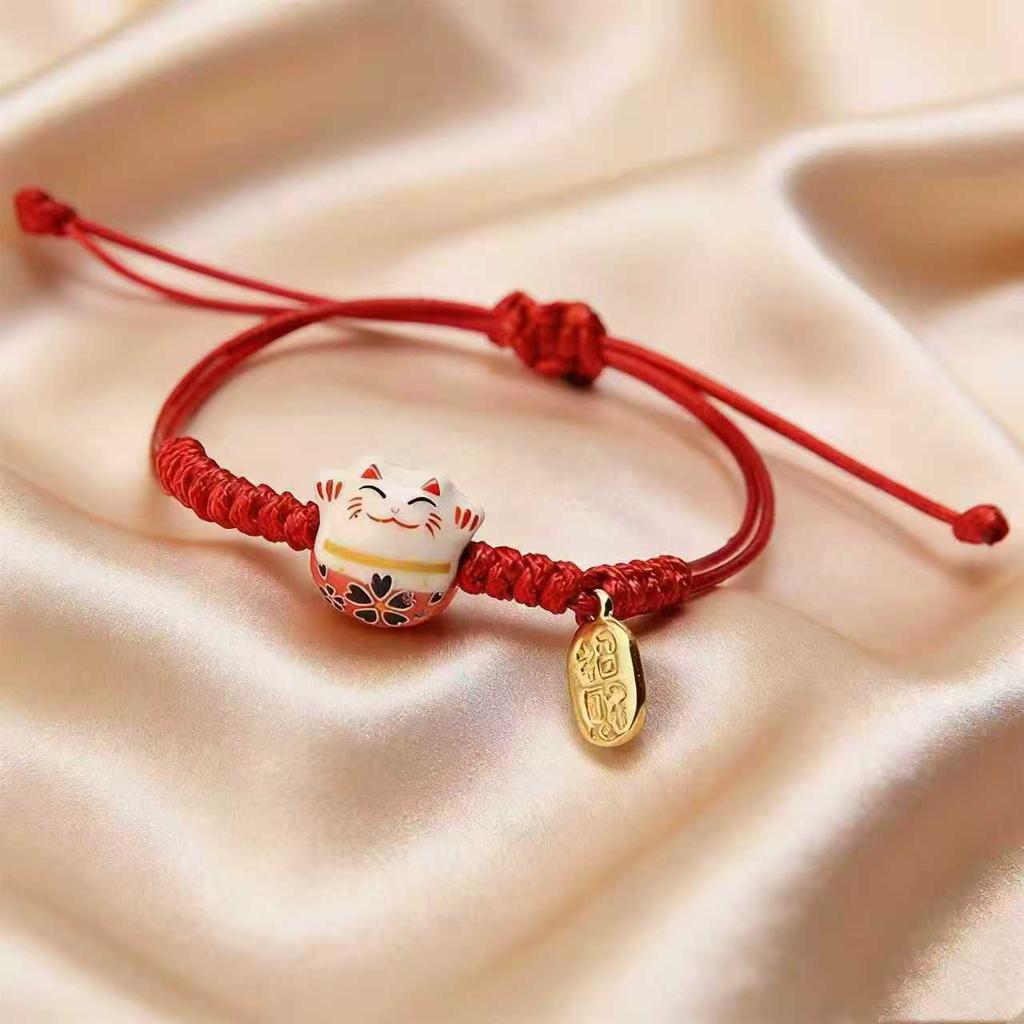 Simple Lucky Cat Knitted Bracelet Unisex Adjustable Cute Animal Woven Bracelet Harajuku Style Jewelry bracelets couple bracelet