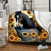 Luxury Black Horse Pattern Flannel Blanket, Suitable for Sofas, Beds, Offices, Travel, Camping, Christmas Gifts, and Presents