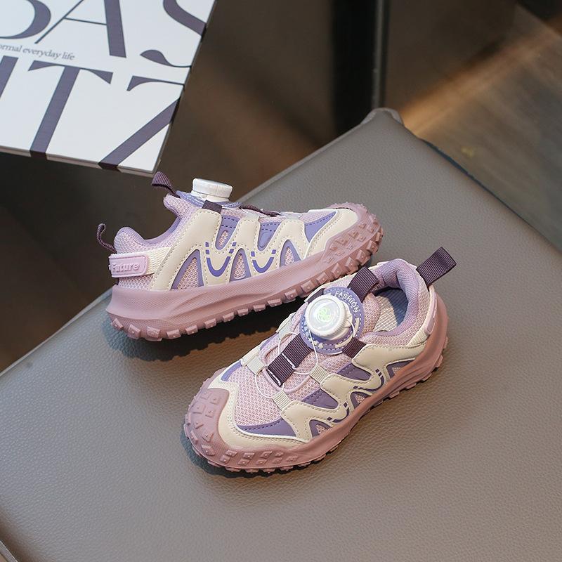 Girls' sneakers 2025 spring and autumn children's shoes rotating buttons autumn new little girls lightweight Forrest Gump shoes