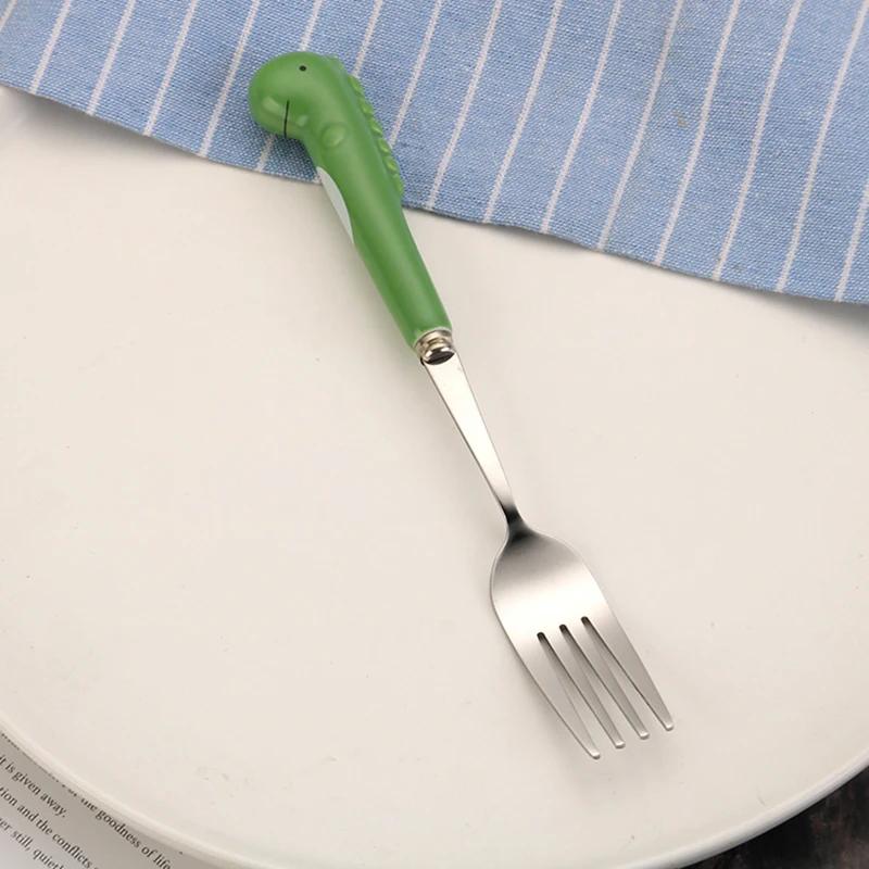 Ins Cartoon Bear Dragon Spoon Fork Chopsticks Cutlery Set for Children Kids School Cute Portable Stainless Steel Tableware