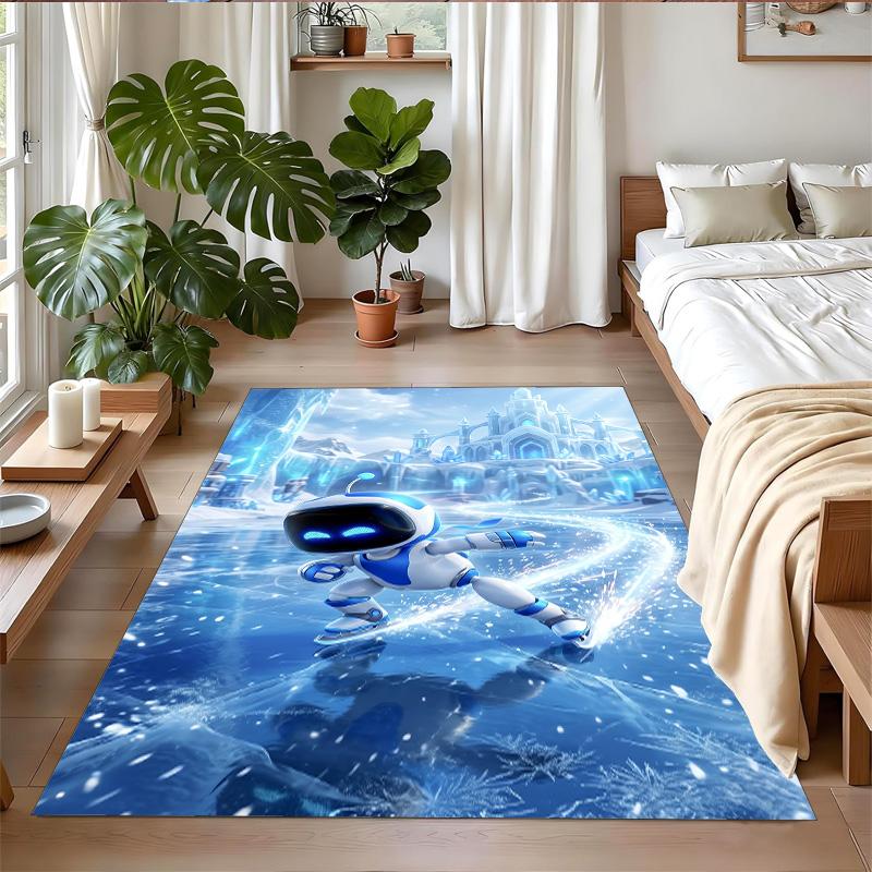 Tappeto Antiscivolo in Velluto di Cristallo, Tappeto con Design Astro Bot per Interni, Soggiorno, Camera da Letto, Decorazione per la Casa