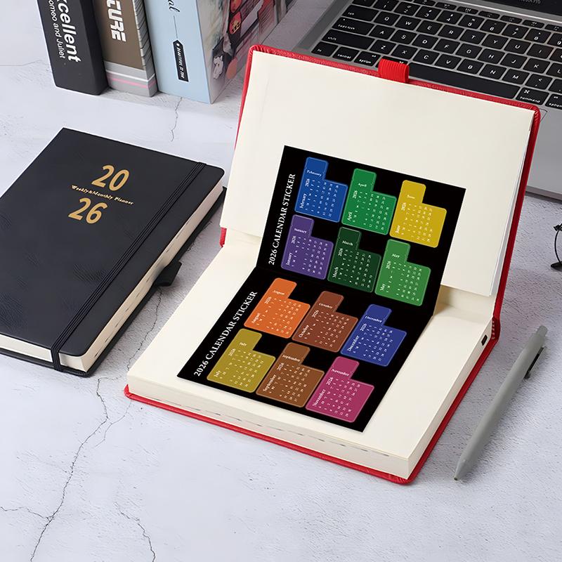 

New Diy 2026 Calendar Stickers Multi-Functional Colorful Planner Stickers Removable Durable Bookmark Office OneSize
