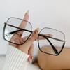 Vintage Anti Blue Light Glasses for Women Fashion Large Frame Metal Eyewear No Degree Glasses Frame Computer Goggles