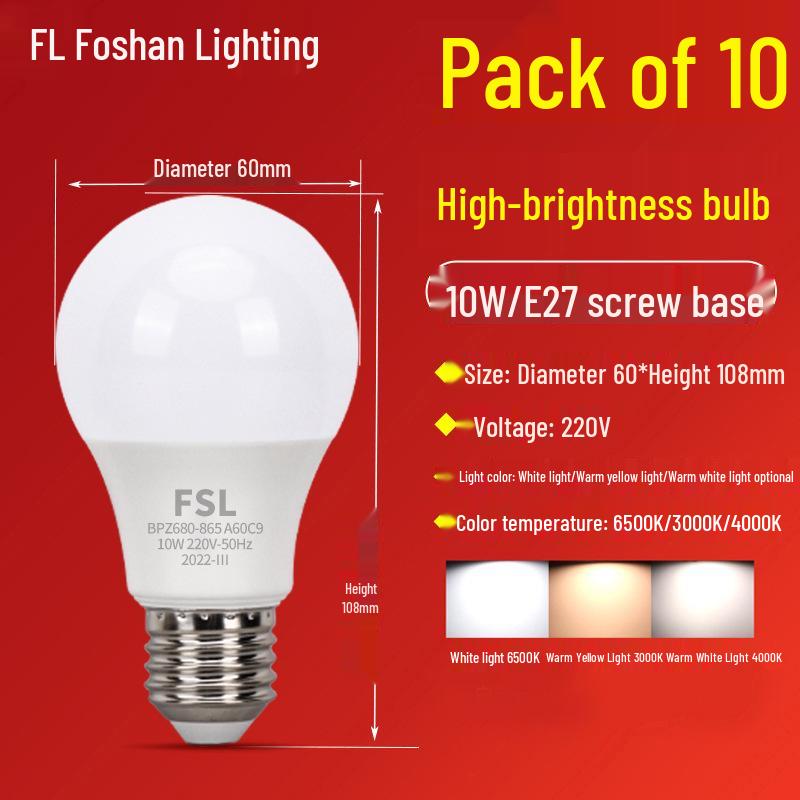 Energie sparende LED-Glühbirne, E27-Schraubfassung, superhelles warmweißes Licht für die Heimbeleuchtung.