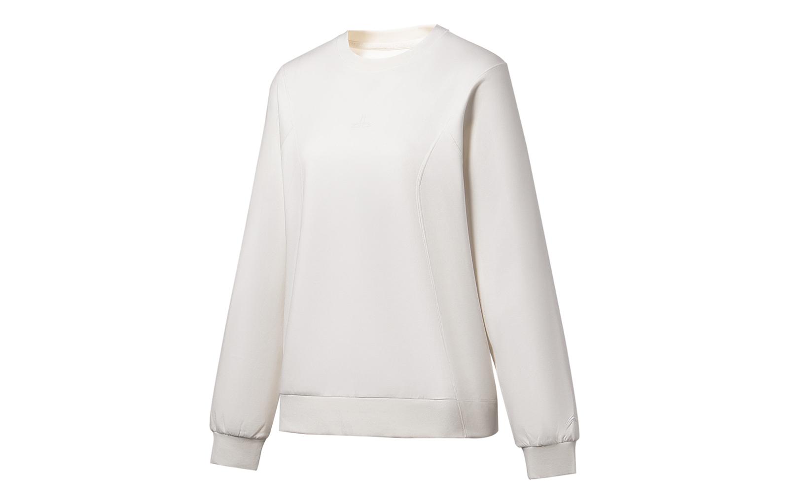 Li Ning Fitness Series Sweatshirts Women s Ecru Crew Neck Moderate Regular AWDT110-1 M
