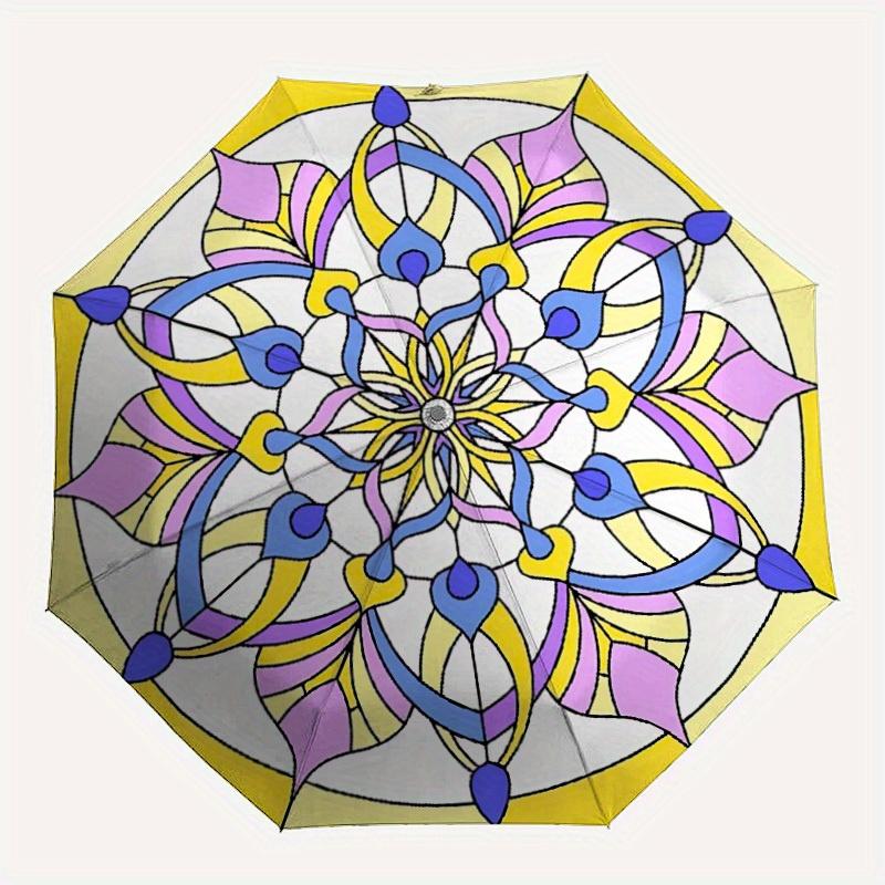 

1pc Floral Pattern Design Automatic Folding Umbrella, Portable & Foldable Design with 8 Ribs, Casual Outdoor Accessory Halloween and Christm