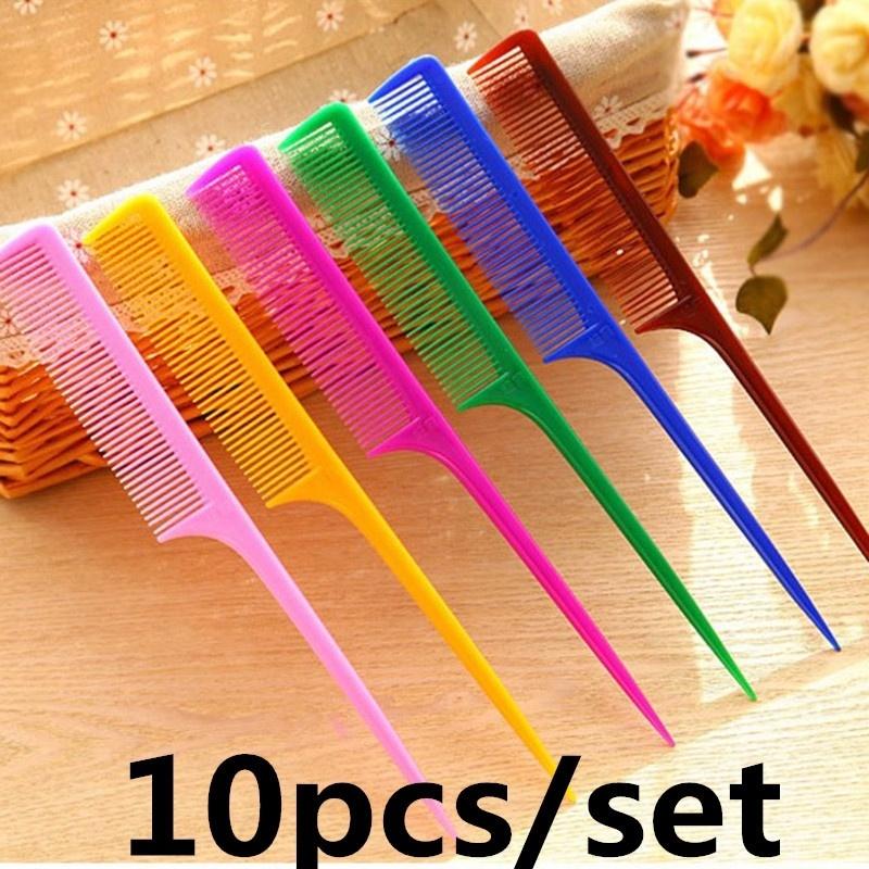 New 10pcs Pointed Tail Hair Styling Comb Antistatic Hair Dye Brush Barber Steel Needle Pin Rat Tip Combs Barber Accessories