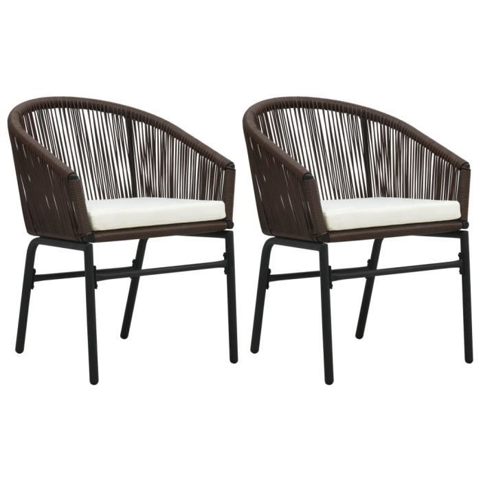 VidaXL Chaises de jardin 2 pcs Marron Rotin PVC