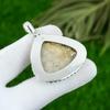 Natural Fossil Coral Gemstone Pendant Gray 925 Sterling Silver Indian Jewelry