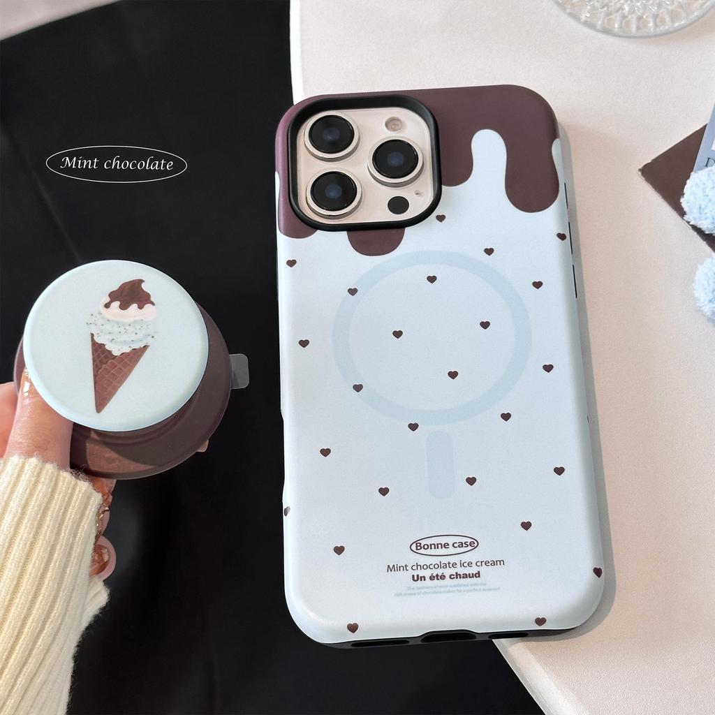 Creative Ice Cream Foldable and Retractable Stand Phone Case