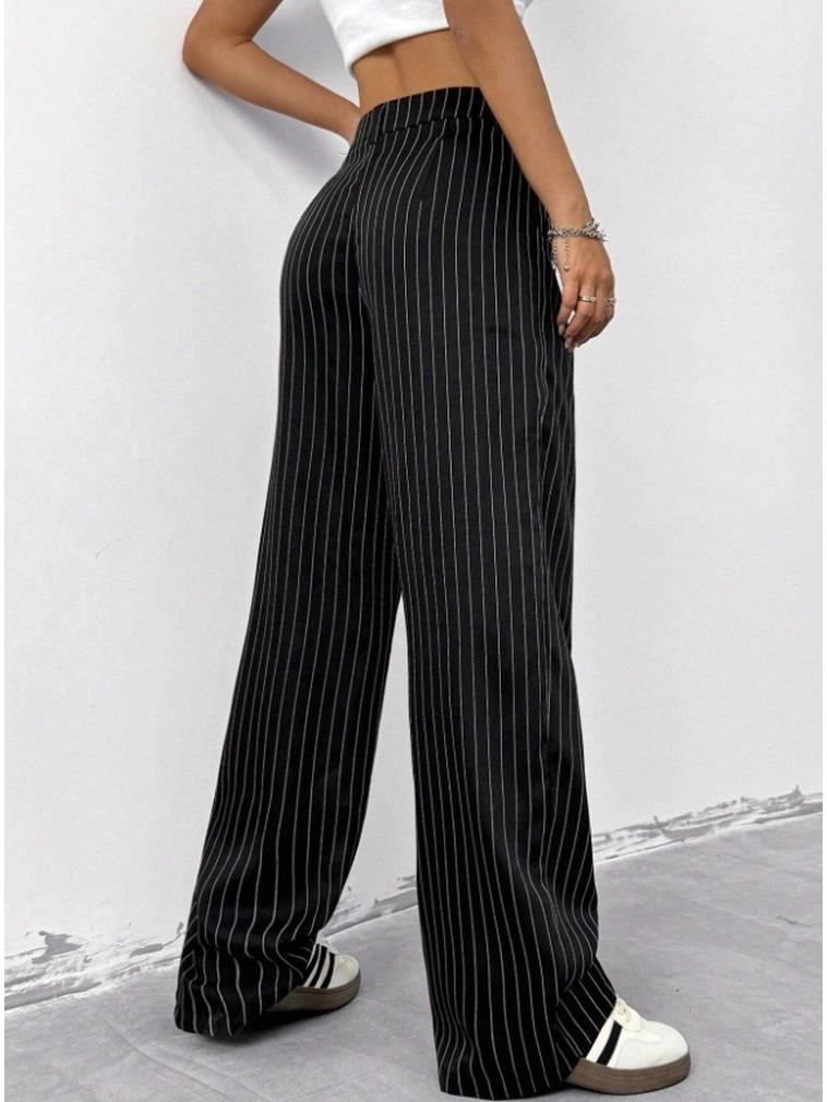 2026 New Loose Wide Leg Pants Women Striped Casual Trousers Loose Fit Long Pants Fashion Elegant Office Ladies Simple Long Pants