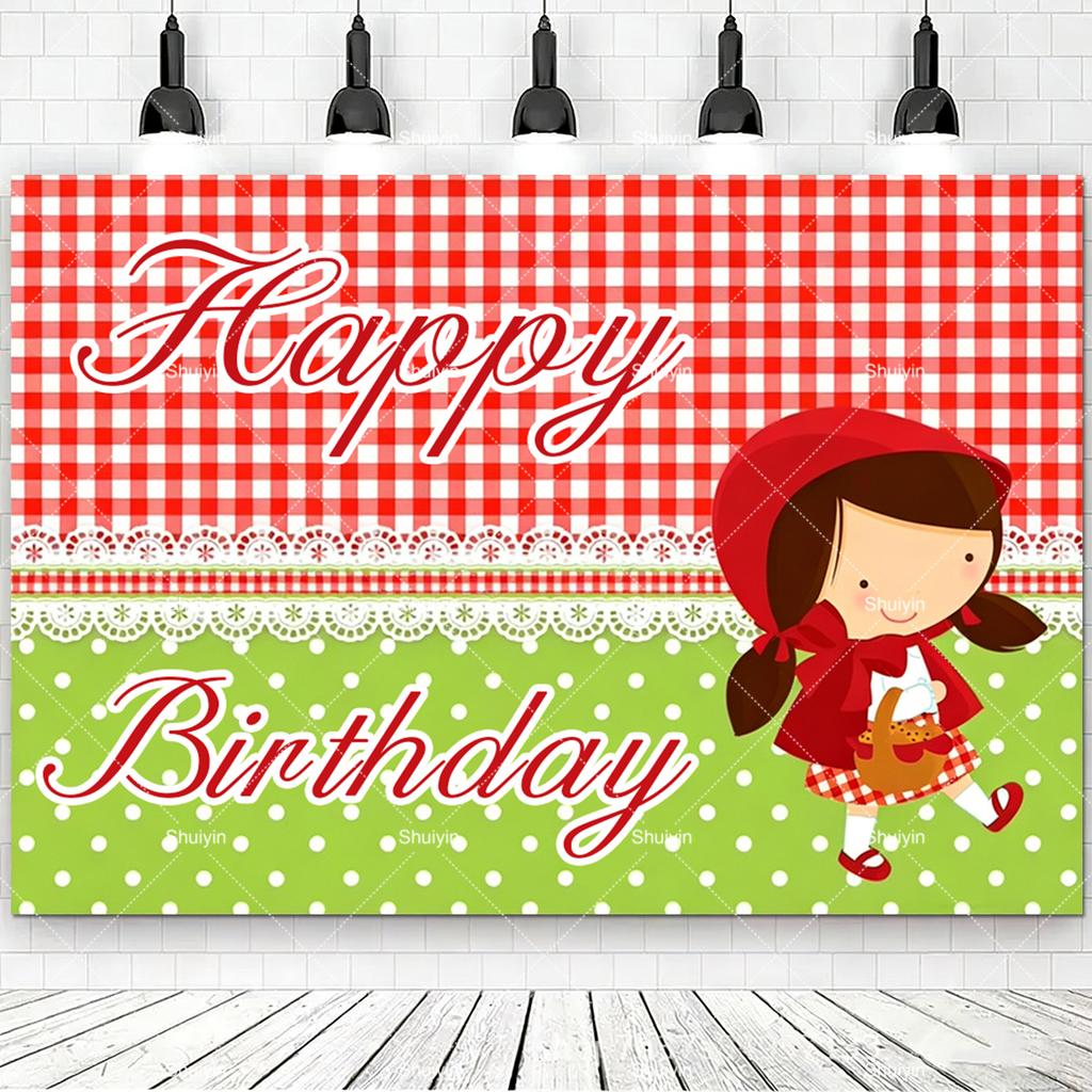 Cartoon Little Red Riding Hood Backdrop Girl Birthday Decorations Party Supplies Baby Shower Banner Photo Shoot Props Kids Gifts