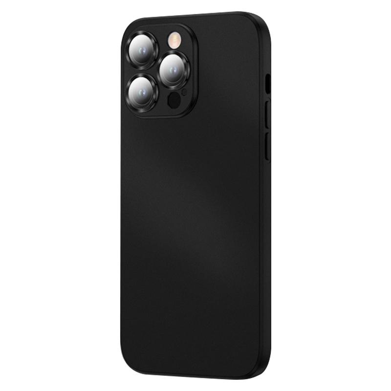 

For iPhone 13 Pro 6.1 inch Electroplated TPU Phone Case Matte Finish Phone Protector with Built-in Lens Protector Black