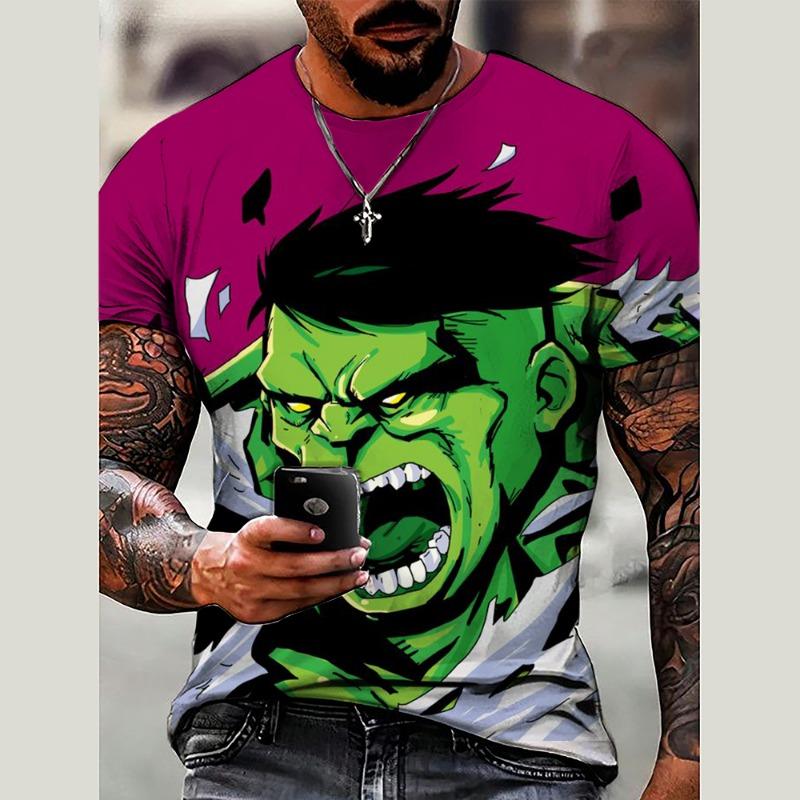 Classic Men's Hulk T Fashion Casual Sports T Shirt with Marvel 3D Print Adult Street Style Fitness Jogging Comfortable T Shirt