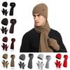 Fleece Lining Beanie Gloves Scarf Winter Unisex Hat Neckerchief Soft Keep Warm Set for Men Women