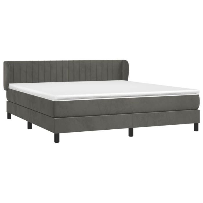 3127620 vidaXL Lit à sommier tapissier et matelas Gris foncé 160x200cm Velours