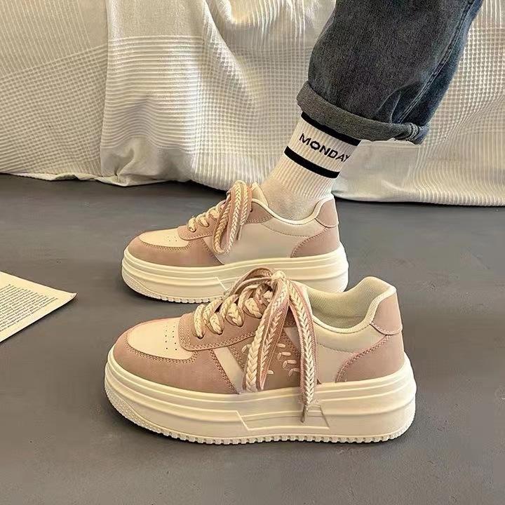 Platformové muffin boty dámské podzimní nové ležérní všestranné sportovní plátěnky s vnitřním zvýšením výšky