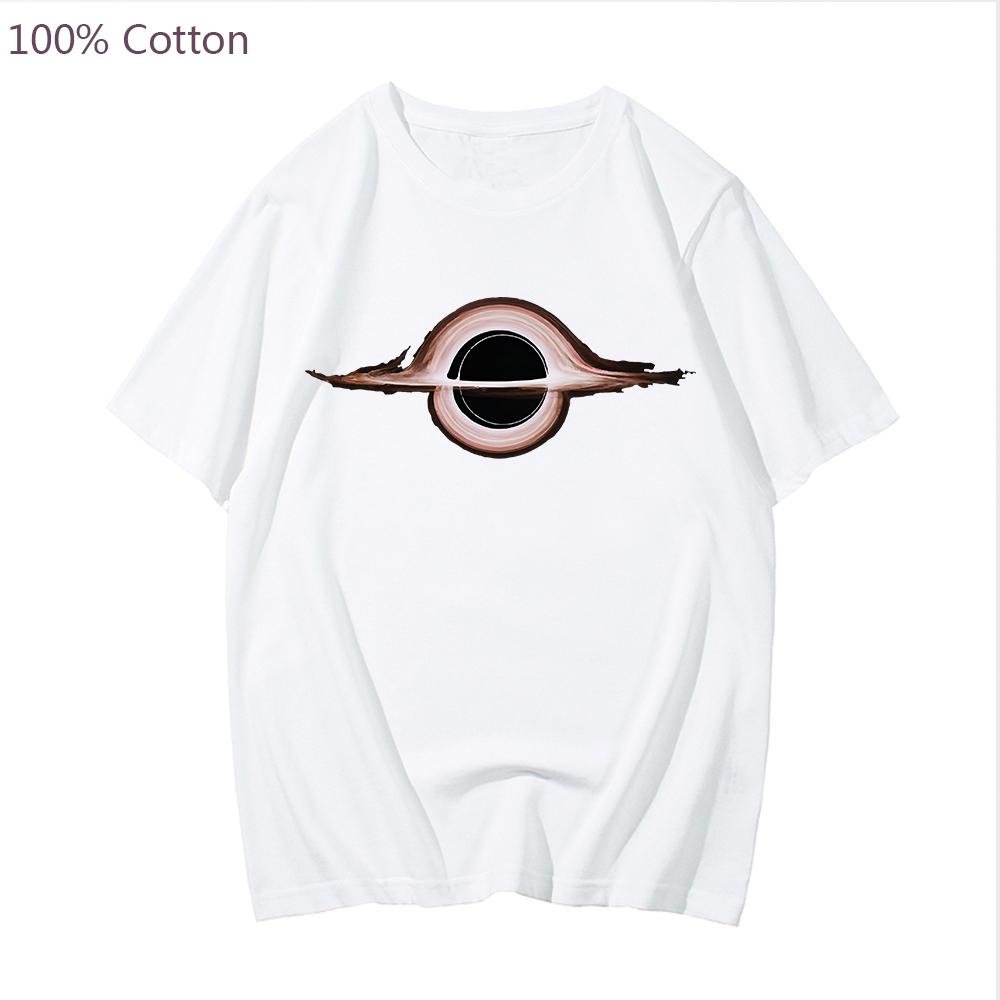 Svart hål Interstellar Gargantua Science T-shirt Herr Toppar Kvalitet 100% Bomull Kortärmad Sommar Casual T-shirt Lösa T-shirts