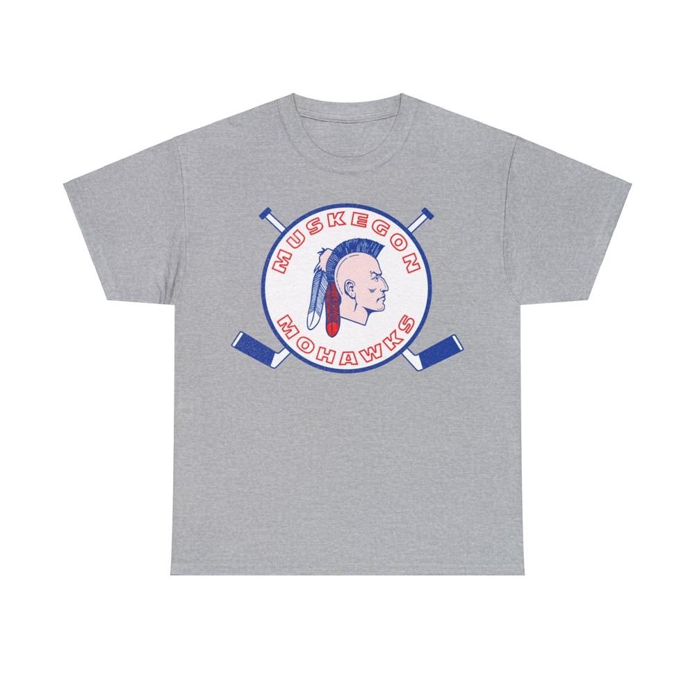 Muskegon Mohawks Logo Nostalgic Hockey T-shirt Unisex T-Shirt XL
