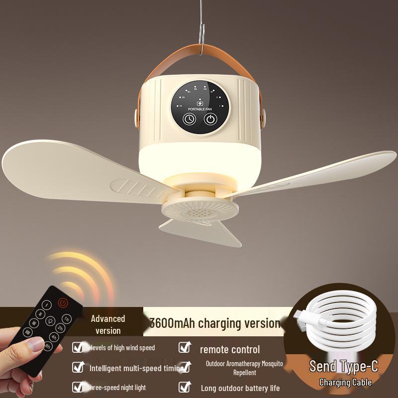 Rechargeable Remote-Control Small Ceiling & USB Fan for Dorms & Camping