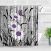 Natural Floral Shower Curtains Flowers Green Leaf Butterfly Water Color Art Nordic Modern Waterproof Bathroom Decor Curtain