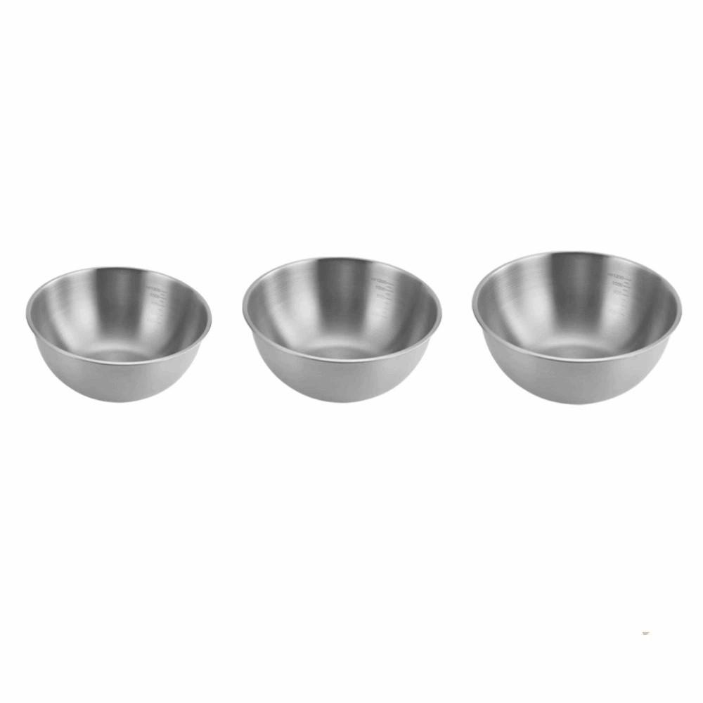 3PCS/SET Large Capacity Stainless Steel Mixing Bowl Durable with Scale Fruit Salad Bowls Rust-Free Rice Cereal Bowls