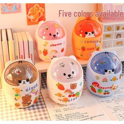 Girly Lidded Storage Box & Pen Holder Mini Desktop Trash Can