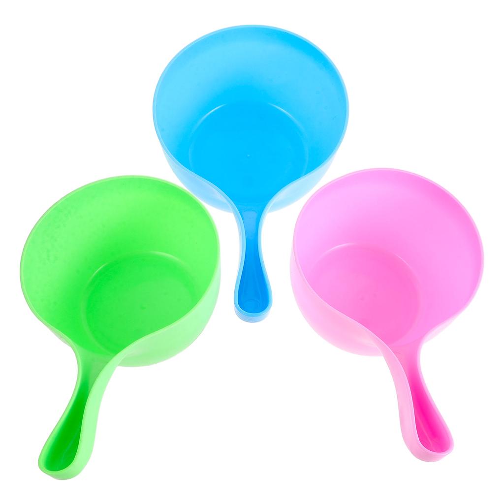 3 Pcs Baby Bath Cup Water Dipper Plastic Ladle Kitchen Watering Reusable Shampoo Spoon Bathtub