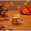 Decorative Handcrafted Metal Elephant Diya for Puja | Tealight Candle Holder for Home Décor & Gifting