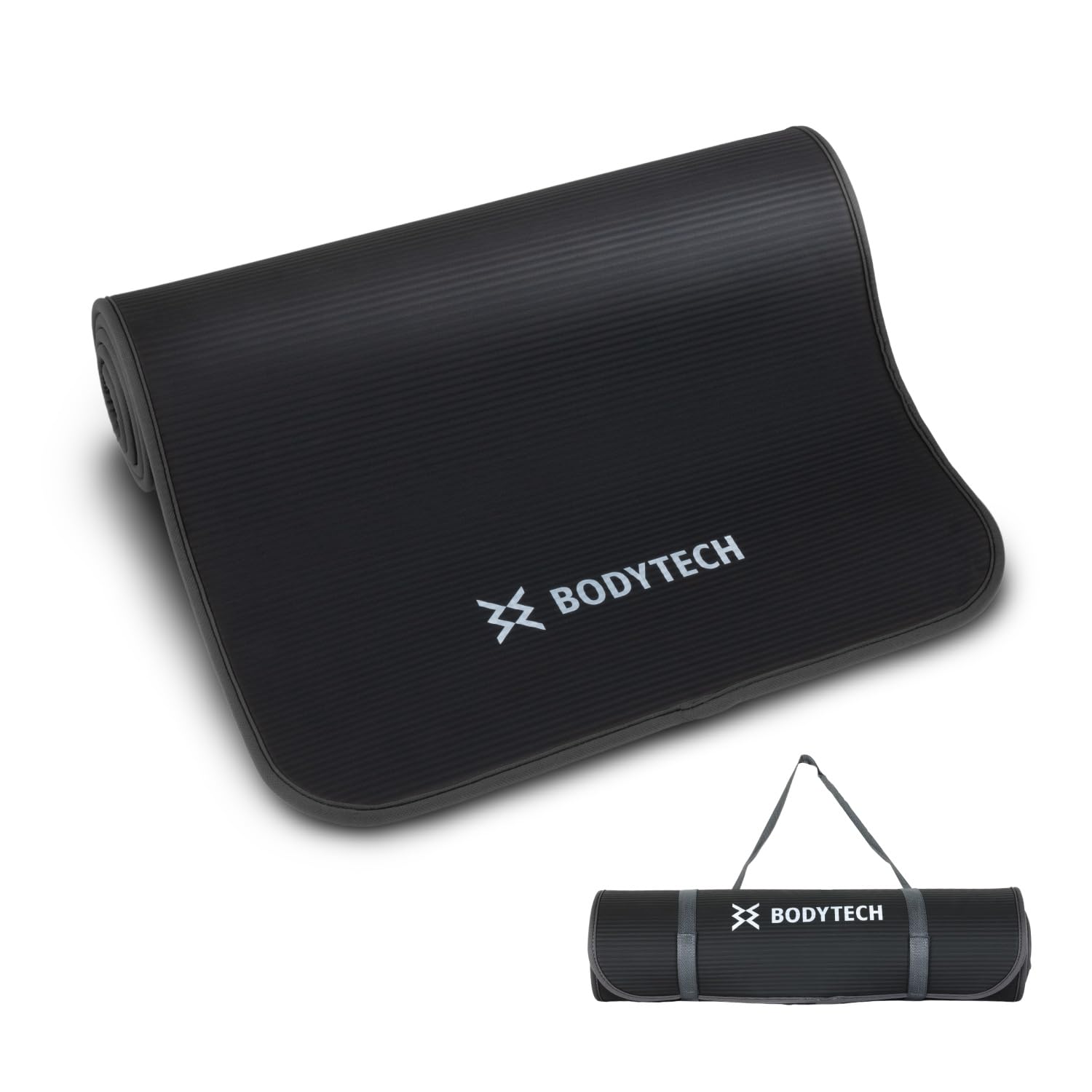 

Body Tech Yoga 10mm Extra Edge Guard Training Mat for Strength Training and with Carrying Band Mat, Thick, Wide, Large, Mat, Exercise, Black/Earth