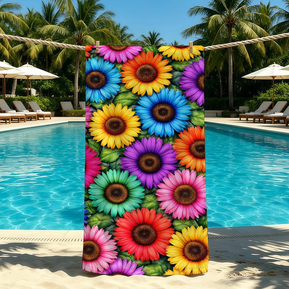Towel For Outdoor Camping Sunflower Beach Towel Super Absorbent Quick-Drying Colorful Summer Towel