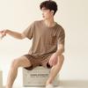 2025 summer thin cotton Men Pajamas short Sleeve tops and shorts sleepwear plaid Student Pajamas set casual plus size Pullovers Homewear