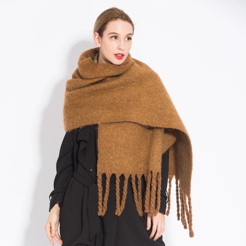 New Women Thick Shawl Wraps Scarf Winter Warm Fashion Solid Color Pashmina Scarves Long Tassel Hijab Stoles Bufanda Mujer