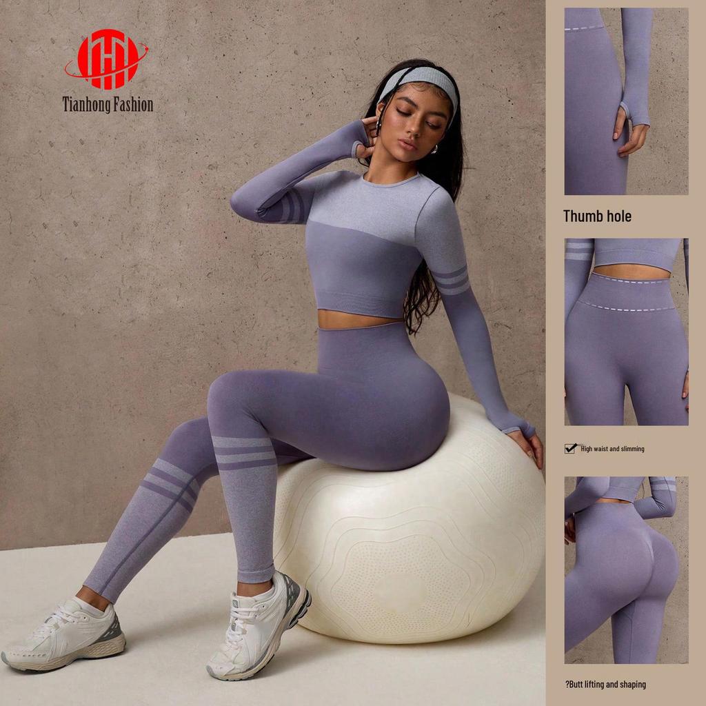 Trendiges Langarm Yoga & Fitness Set für Frühling & Herbst